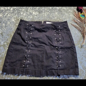 Topshop Lace-Up Denim Skirt